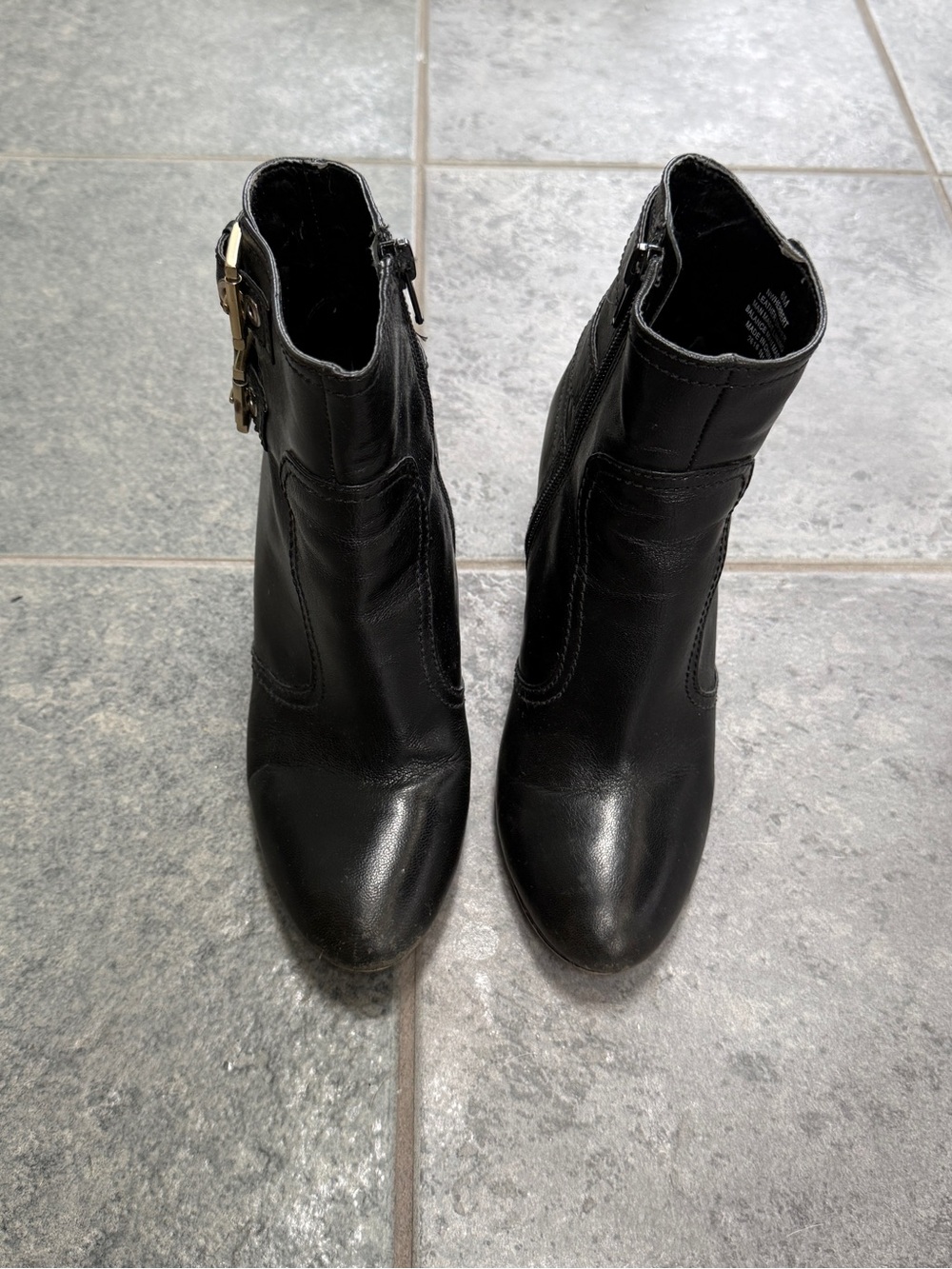 Nine West Black Leather Ankle Boots with Side Buckle Detail Size 6